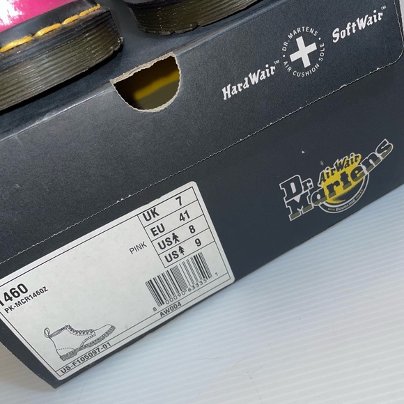 Dr. Martens AirWair Combat boots Pink w/Silver brush strokes 💞 - Picture 10 of 12